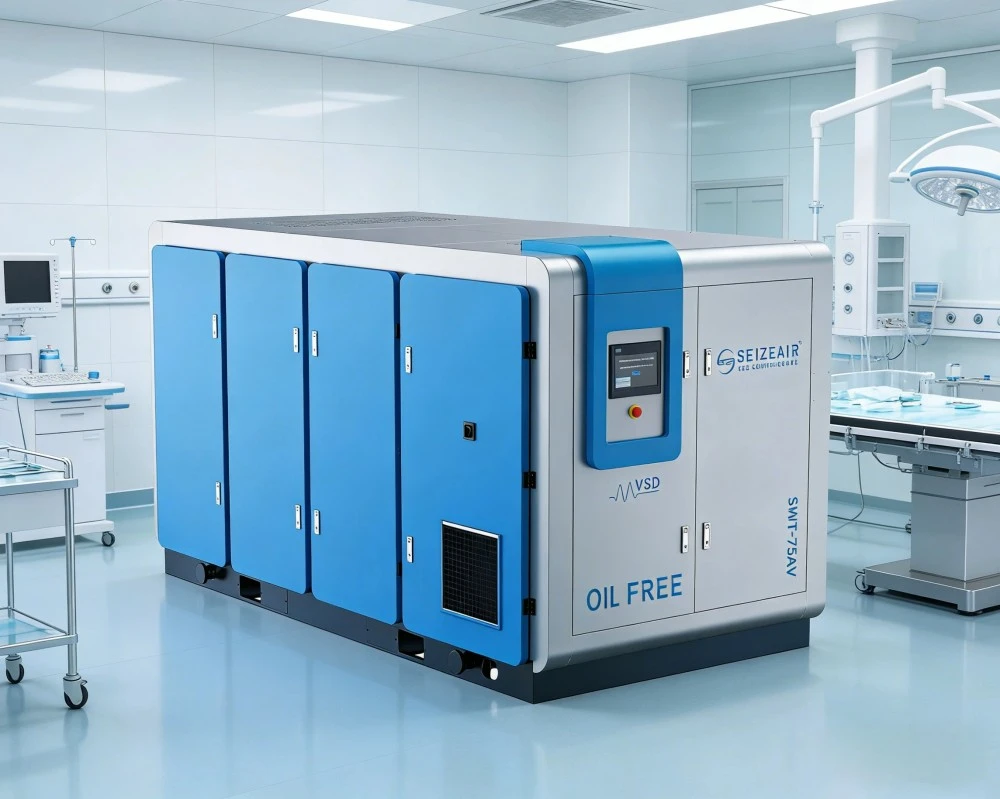 Medical Pm Vsd Dry Type Oil Free Screw Air Compressor